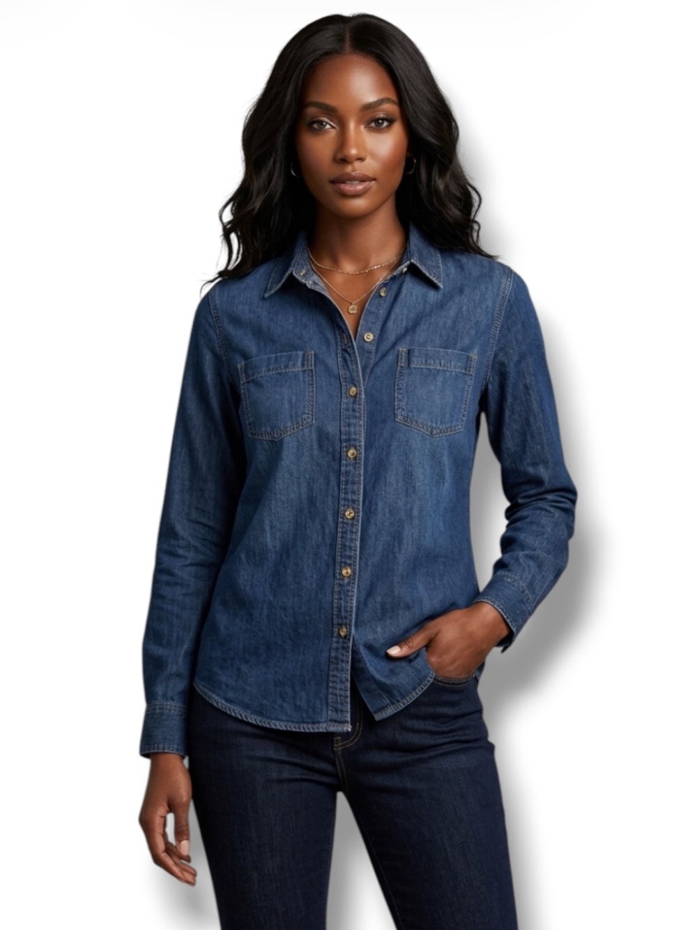 Buckle Daytrip Blue Cotton Chambray Button Up Shirt Small 🍭